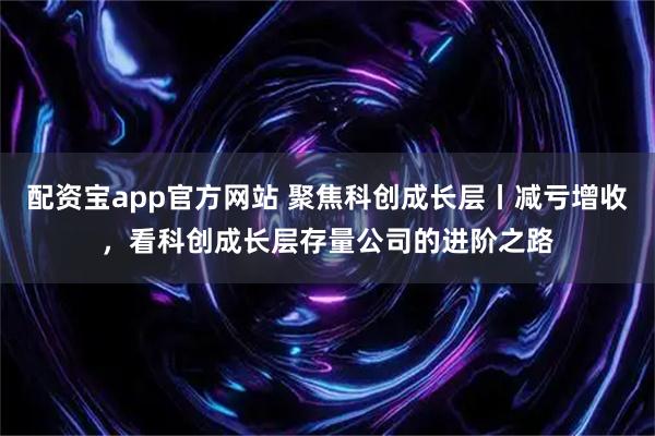 配资宝app官方网站 聚焦科创成长层丨减亏增收，看科创成长层存量公司的进阶之路